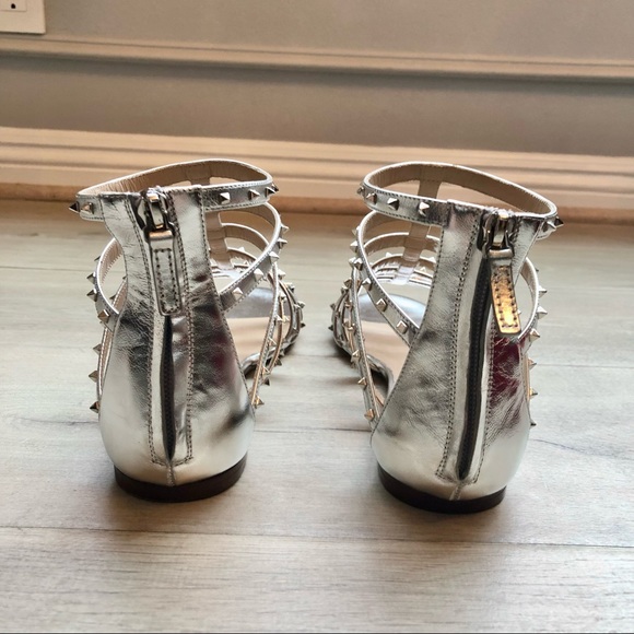 Valentino Silver Rockstud Gladiator Sandals Sz40 - Picture 3 of 11